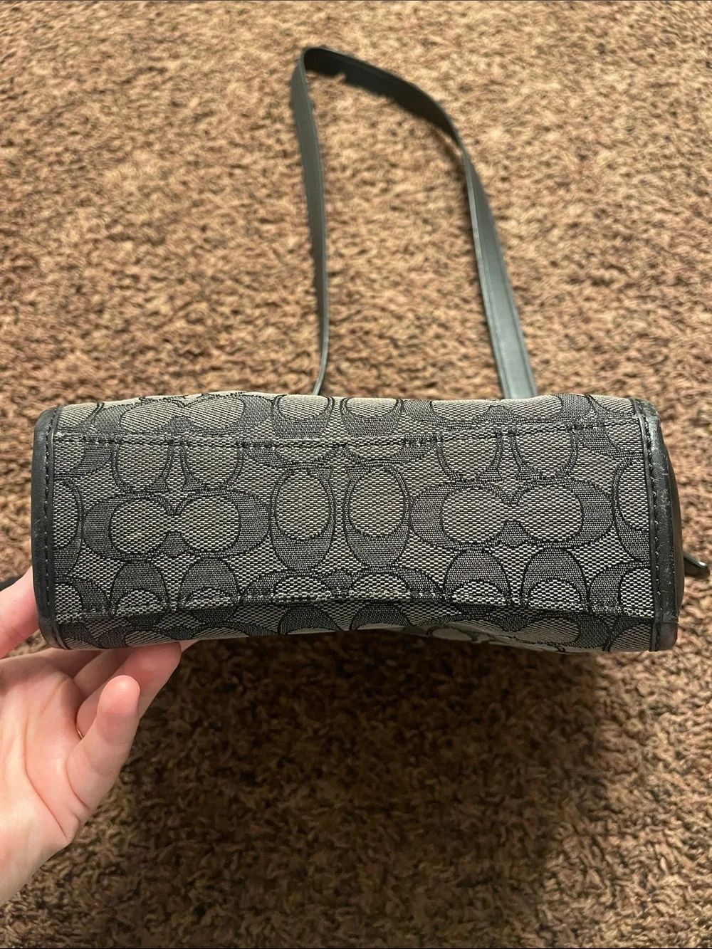 Coach Grey Signature Monogram Crossbody Bag